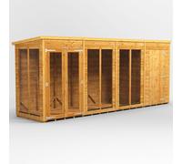 Power Pent Roof Summerhouse Combi 16'x4' with 4' Side Store - Golden Brown