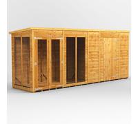 Powersheds Pent Roof Summerhouse Combi 16ft x 4ft with 6ft Side Store - Golden Brown