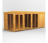16X6 Power Pent Summerhouse Combi Including 4Ft Side Store, Brown
