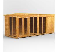 Powersheds Pent Roof Summerhouse Combi 16ft x 6ft with 4ft Side Store - Golden Brown