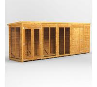 Powersheds Pent Roof Summerhouse Combi 18ft x 4ft with 6ft Side Store - Golden Brown