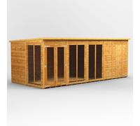 Powersheds Pent Roof Summerhouse Combi 18ft x 8ft, Golden Brown Timber