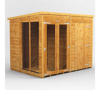 Power Pent Roof Summerhouse Combi 8'x6' with 4' Side Store - Golden Brown