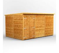 Power Pent Roof Windowless Double Door Garden Shed 12'x8' Golden Brown