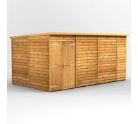 Power 14x8 Overlap Pent No Window Double Door Shed, Brown