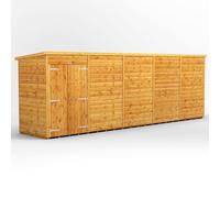Powersheds Pent Roof Windowless Double Door Garden Shed 20ft x 4ft - Golden Brown