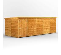 Power Pent Roof Windowless Double Door Garden Shed 20'x8' Golden Brown