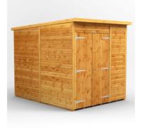 Power Pent Roof Windowless Double Door Garden Shed 6'x8' Golden Brown