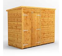 Powersheds Pent Roof Windowless Double Door Garden Shed 8ft x 4ft - Golden Brown