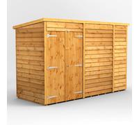 Power Pent Roof Windowless Double Door Overlap Garden Shed 10'x4' Golden Brown