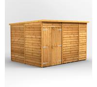 Power 10x8 Overlap Pent No Window Double Door Shed, Brown