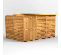 Power 12x8 Overlap Pent No Window Double Door Shed, Brown