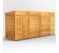 Power Pent Roof Windowless Double Door Overlap Garden Shed 14'x4' Golden Brown