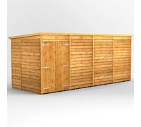 Power 16 x 6ft Double Door Overlap Pent Garden Shed - Size: 6 x 16ft - Brown - Powersheds - Wilko