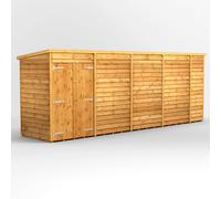 Power Pent Roof Windowless Double Door Overlap Garden Shed 18'x4' Golden Brown
