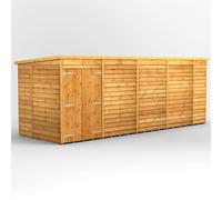 Powersheds Pent Roof Windowless Double Door Overlap Garden Shed 18ft x 6ft - Golden Brown
