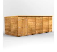 Power 18x8 Overlap Pent No Window Double Door Shed, Brown