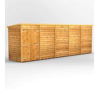 Power Pent Roof Windowless Double Door Overlap Garden Shed 20'x4' Golden Brown