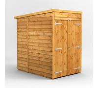 Power Pent Roof Windowless Double Door Overlap Garden Shed 4'x6' Golden Brown