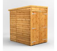 Power Pent Roof Windowless Double Door Overlap Garden Shed 4'x6' Golden Brown