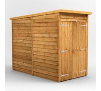 Powersheds Pent Roof Windowless Double Door Overlap Garden Shed 4ft x 8ft - Golden Brown