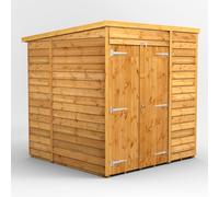 6X6 Powersheds Overlap Pent Windowless Double Door Shed, Brown