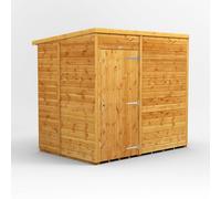 Powersheds Pent Roof Windowless Garden Shed 7' x 5', Golden Brown Timber Shiplap Tongue and Groove