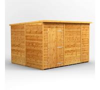 Powersheds Pent Roof Windowless Single Door Garden Shed 10ft x 8ft - Golden Brown