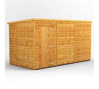Powersheds Pent Roof Windowless Single Door Garden Shed 12ft x 6ft - Golden Brown