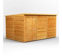 Powersheds 12' x 8' Pent Windowless Garden Shed, Brown