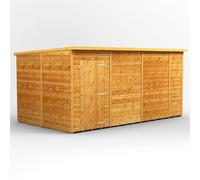 Powersheds 14' x 8' Pent Windowless Garden Shed, Brown