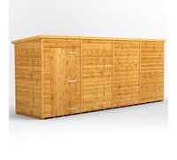 Powersheds Pent Roof Windowless Single Door Garden Shed 16ft x 4ft - Golden Brown