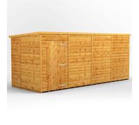Powersheds Pent Roof Windowless Single Door Garden Shed 16ft x 6ft - Golden Brown