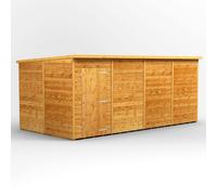 Power Pent Roof Windowless Garden Shed 16'x8' Golden Brown