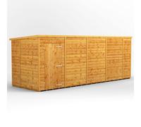 Powersheds Pent Roof Windowless Single Door Garden Shed 18ft x 6ft - Golden Brown