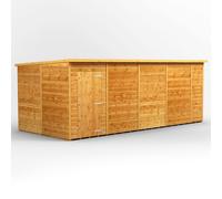 Powersheds Pent Roof Windowless Single Door Garden Shed 18ft x 8ft - Golden Brown