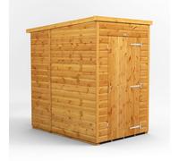 Powersheds Pent Roof Windowless Single Door Garden Shed 4ft x 6ft - Golden Brown