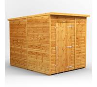 Powersheds Pent Roof Windowless Single Door Garden Shed, 6ft x 8ft, Golden Brown Timber