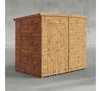 Powersheds Pent Roof Windowless Single Door Garden Shed, 7ft x 5ft, Golden Brown Timber