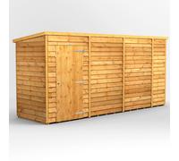 Power Pent Roof Windowless Overlap Garden Shed 14'x4' Golden Brown