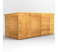 Powersheds Pent Roof Windowless Single Door Overlap Garden Shed 14ft x 6ft - Golden Brown