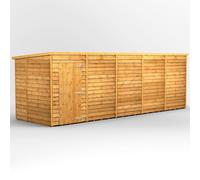 Powersheds Pent Roof Windowless Single Door Overlap Garden Shed, 20ft x 6ft, Golden Brown Timber