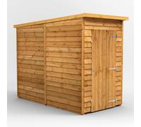 Powersheds Pent Roof Windowless Single Door Overlap Shed, Garden Shed 4ft x 8ft, Golden Brown Timber