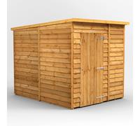 Powersheds Pent Roof Windowless Single Door Overlap Shed, 6ft x 8ft, Golden Brown Timber