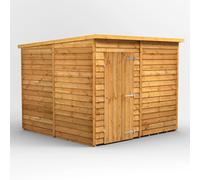 Powersheds Pent Roof Windowless Single Door Overlap Garden Shed 8ft x 8ft - Golden Brown