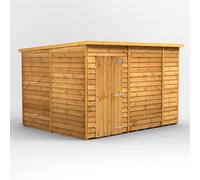 Powersheds Pent Roof Windowless Single Door Overlap Garden Shed 10ft x 8ft - Golden Brown