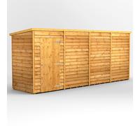 16X4 Power Overlap Pent Windowless Shed, Brown