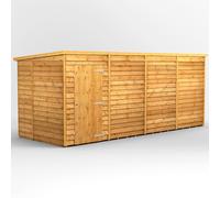 16X6 Power Overlap Pent Windowless Shed, Brown