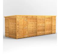 18X6 Power Overlap Pent Windowless Shed, Brown