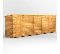 Powersheds Pent Roof Windowless Single Door Overlap Garden Shed 20ft x 4ft - Golden Brown